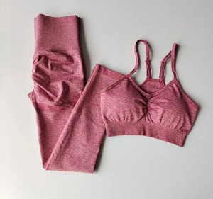Conjunto de ropa deportiva transpirable para gimnasio para mujer, sujetador de Yoga con patrón sólido y mallas de cintura alta, trajes deportivos para entrenamiento y Fitness - Product Image 3