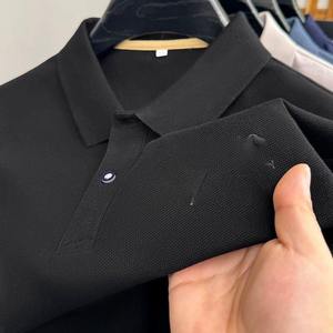 Cuello abotonado elegante para hombre para polo con tela de Jersey de patrón sólido y ribete de contraste de moda para reuniones de negocios - Product Image 2