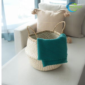 Sustainable Living With a Handcrafted Seagrass Belly <b>Basket</b> From Vietnam, for <b>Laundry</b> Organization and Planting Home Decor - Product Image 5