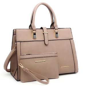 Women's PU Solid Pattern Travel Handbag Flap-over Belt Shoulder <b>Bag</b> Top Handle Tote Satchel Purse <b>Work</b> Zipper Closure Matching - Product Image 1