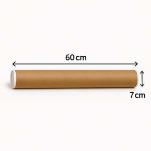 7 X 60 cm Recyclable Brown Cardboard Tubes Cylindrical Shape for Canvases and Long Roll-Up Products Includes Lids for Mailing - Product Image 4