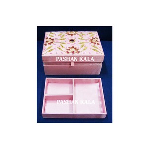 Caja de bordado Zari hecha a mano antigua y atractiva, diseño único, joyería brillante y atractiva, caja de forma Rectangular - Product Image 1