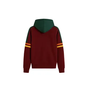 Chaqueta con capucha de forro polar con cremallera para uso diario y rayas verdes - Product Image 2