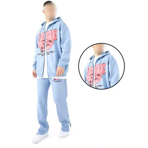 Buen proveedor Color azul claro Producto más alto 2025 Nueva llegada Mejor material Usos Hombres Ropa de moda Chándales de estilo acampanado - Product Image 4