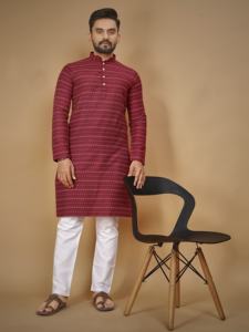 Designer Party Wear Wedding Wesr Dernière Tendance Nouvelle Arrivée Premium Vente à Chaud Coton Premium Avec Conception De Tissage Homme Kurta - Product Image 6