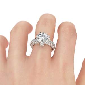 Jeulia Rhodium Plated Sterling Silver Milgrain <b>Skull</b> <b>Ring</b>-Fashionable Luxury Wedding <b>Ring</b> - Product Image 4