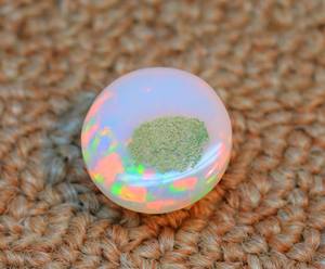 Excellente pierre précieuse de cabochon d'opale éthiopienne-gemmes d'opale de feu multi de Welo-pierre lisse naturelle de forme ronde - Product Image 6