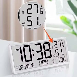 Reloj de Pared y Escritorio LCD Grande con Termómetro, Higrómetro y Calendario-Diwu D8303-W - Product Image 6