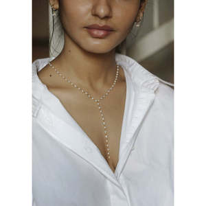 Collier Lariat en Or 14 carats Plaqué Rhodium avec Diamants pour Mariage, Fiançailles, Fête et Cadeau - Product Image 6