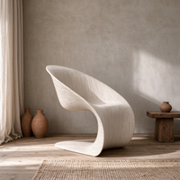 Chaise de loisirs ergonomique en bois courbé lisse, design paramétrique style berceau nordique, chaise en bois courbé en forme de C pour hôtel et club-house