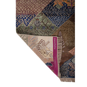 Tapis Manchaha bleu noué à la main en laine et soie de bambou, épaisseur 10 mm, motif abstrait, rectangulaire, design pour couloir, pour sol de maison - Les-2816 - Product Image 5