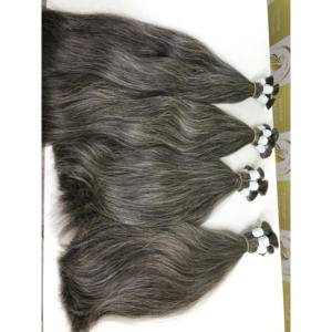 Natural <b>Grey</b> Double Quality Unprocessed Cuticle Aligned Bulk Straight Vietnamese Human Hair Extensions 50cm 70cm - Product Image 1