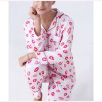 Costume de pyjama de nuit classique dames confortable en coton doux vêtements de nuit élégants pyjamas deux pièces approvisionnement en gros