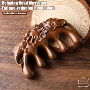 Peine de madera Masaje Masajeador de cuero cabelludo Sándalo Hecho a mano Diente ancho Madera para Mujeres Hombres Madera natural Gua - Product Image 2
