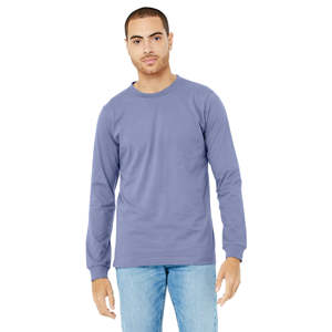 Confort lavande: T-shirt à manches longues en coton peigné Airlume 100%-Style classique, douceur subtile en lavande foncée - Product Image 1