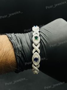 Multicolor Stone Infinity Design 925 Silver Bracelet Moissanite Diamond Luxury <b>Iced</b> <b>Out</b> Wrist Jewelry Gift - Product Image 3