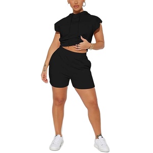 Sweats à capuche pour femmes Sweat à capuche sans manches 100% coton éponge gym entraînement pour femmes sweats à capuche sans manches teints en noir couleur unie - Product Image 3