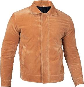 Blouson aviateur en daim marron pour homme Blouson en cuir XL Col à capuche Logo avant Tissu tissé respirant Motif Printemps Hiver - Product Image 1