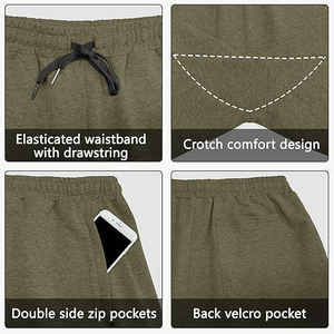 Daily Wear Solid Casual Men's Shorts Warm Brushed Fabric Comfort Fit <b>Elastic</b> <b>Waistband</b> Lightweight Durable Waterproof - Product Image 3