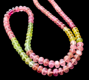 Collar de piedras preciosas de turmalina múltiple 16 pulgadas de longitud Rondelle Piedra preciosa de turmalina Rosa AAA Piedra preciosa semipreciosa - Product Image 5