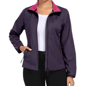 Chaqueta Softshell de Color Sólido Personalizada para Mujer, Ropa de Ajuste Cómodo, Cortavientos Transpirable, Chaqueta Softshell para Exteriores - Product Image 1