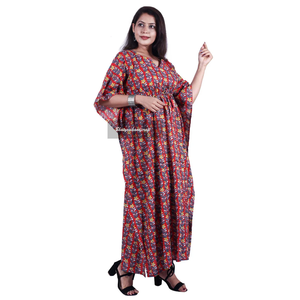 Caftán de algodón hecho a mano para mujer, vestido largo indio de alta calidad, en la playa para fiesta, talla libre - Product Image 6