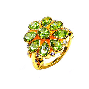 แหวนแต่งงาน925สเตอริงของผู้หญิงทันสมัยคลาสสิกเครื่องประดับแฟชั่นอัญมณีชุบทองและพลอยเพอริดอท - Product Image 1