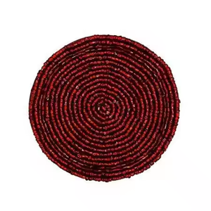 Superior Quality Handmade 4-Piece Silver Embroidery Coaster <b>Set</b> & Needlework with Glass <b>Beads</b> Pad Type by MD Handicrafts - Product Image 3