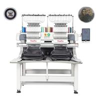 Nouvelle machine à broder à 2 têtes à haut rendement pour vêtements typiques pour YUNFU QM-1202 panneau d'écran tactile LCD à vitesse de 1200 tr/min