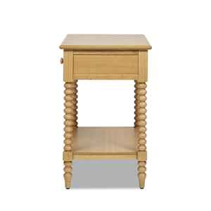 Table de chevet rustique moderne en bois massif avec tiroir de rangement et étagère pour chambre à coucher salon application à l'hôpital - Product Image 3