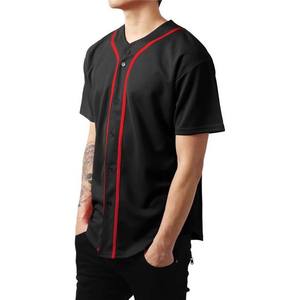 Camiseta de béisbol auténtica personalizada con rayas rojas y blancas, color negro y rojo - Product Image 2