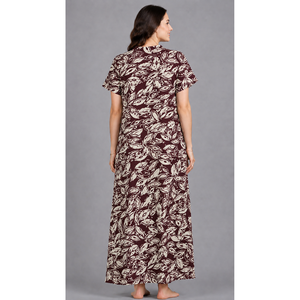 Women's Long Full-Length Maxi Nightgown 100% Pure Rayon Fabric Soft Breathable Smoking Pattern Sleepwear with Pocket Woven Type - Product Image 4