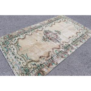 พรมวินเทจขนาด 4.6x8 ฟุต สีเขียวลายพราง พรมตุรกีทำจากขนสัตว์ - Product Image 1