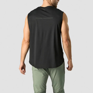 Vente en gros de débardeurs sans manches en polyester avec logo personnalisé pour hommes, vêtements de sport ajustés, vêtements d'entraînement, vêtements de fitness pour hommes - Product Image 3