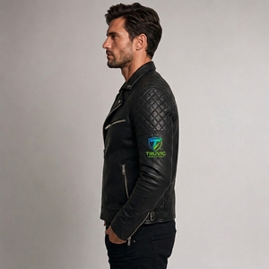 Veste en cuir pour homme de qualité supérieure, coupe-vent, chauffante, col rabattable, coutures durables, personnalisation de la marque, qualité d'exportation - Product Image 6