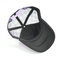 Chapeaux de camionneur vierges de meilleure qualité Casquette de camionneur à dos en mousse à carreaux en maille imprimée avec logo personnalisé à 5 panneaux et corde