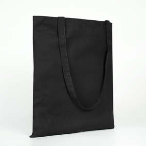 <b>Large</b> Eco-Friendly 14x16 Cotton Shopping Tote <b>Bag</b> Black Solid Color <b>Canvas</b> Tote <b>Bag</b> - Product Image 3