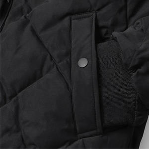 Veste matelassée noire pour homme, manteau d'hiver rembourré de qualité supérieure, couture en losange, bouton-pression isolé, vêtements d'extérieur décontractés, streetwear tendance - Product Image 3