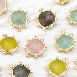 Pierre précieuse de quartz rose en forme de coussin en argent 925 en vrac avec pendentif à breloques CZ - Product Image 3