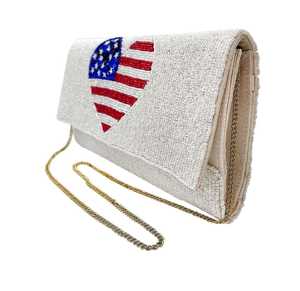 กระเป๋าคลัทช์สะพายข้างประดับลูกปัดสุดหรูของ I กระเป๋าถือลายดาวรักชาติสำหรับงานเลี้ยงและใช้ตอนเย็น - Product Image 5