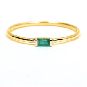 Minimalista Simple Baguette Esmeralda Joyería Fina Anillos Delicada Plata Esterlina para Boda y Fiesta - Product Image 1