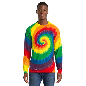 Camiseta de Manga Larga con Estampado Tie Dye Personalizado |   Camiseta de Moda para Hombre |   Diseño Espiral Colorido |   Fabricante de Ropa OEM/ODM - Product Image 1
