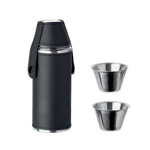 High Capacity Durable Stainless Steel <b>Container</b> 6 oz Portable Leak-Proof <b>Travel</b> Pocket Size Wrapped with Custom Leather - Product Image 2