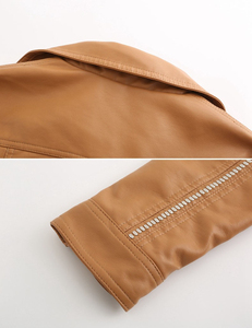 Blouson de moto classique en cuir brut pour femmes grandes tailles, imperméable, écologique, respirant, automne-hiver - Product Image 4
