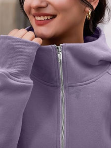 Haute qualité femmes fermeture éclair rayé à capuche à manches longues pull décontracté sweat léger éponge hiver couleur bloc imprimé cordon - Product Image 5