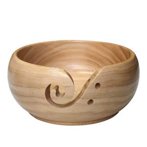 Tazón de Madera Natural Simple y Portátil para Tejer y Hacer Ganchillo |   Soporte para Hilos Hecho a Mano con Base Ancha para un Control Estable del Hilo - Product Image 4