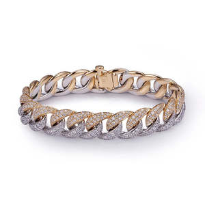 Moda estilo Hip Hop VS1 Moissanite corte redondo diamante Ice Out Cuban Link pulsera para boda Unisex 925 plata esterlina - Product Image 6