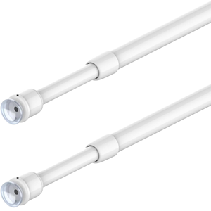 Juego de 2 barras cilíndricas de plástico para cortinas de bistró con abrazaderas de ventosa y tornillos, para ventanas pequeñas (80-120 cm, blanco) - Product Image 2
