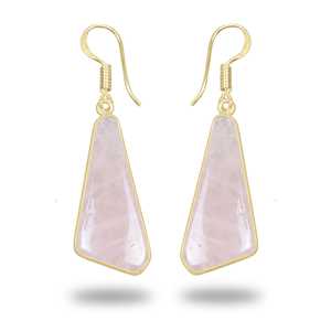 Gorgeous Women's Rose Quartz earring Natural Stones Jewelry Fashionable Fine 18k Gold plated Earrings for wedding party - Product Image 3