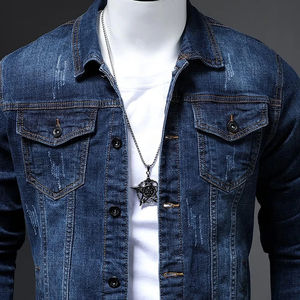 Veste en jean originale de haute qualité en tissu denim avec fermeture à boutons métalliques, style classique, boîte - Product Image 3